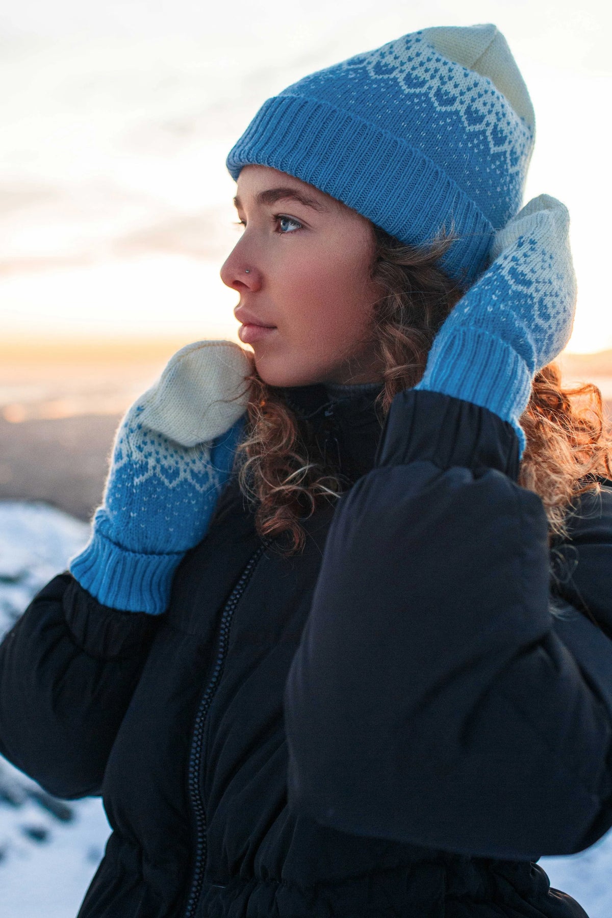 Snow Storm Colorful Wool Mitten